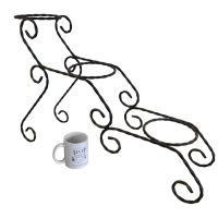 Alternative view of Vintage French Twisted Cast Iron Three Plant Pot Stand Pedestal Foot Vase Support Display circa 1970-80's