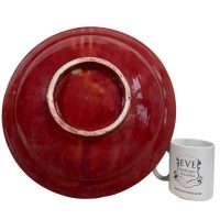 Alternative view of Vintage Moroccan Red Black Dish Bowl Plate Pottery Clay Arabian Theme Earthware Earth Tone Exotic Tribal Desert Fruit c1980-90's