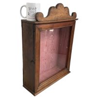 Alternative view of Antique French Wood Wooden Religious Cabinet Case Display Ornament Storage Box Wedding Crown Bonnet Decor c1900's