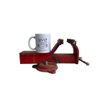 Alternative view of Vintage French Red Table Vice Clamp Tool Tools Holder circa 1970's