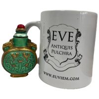 Alternative view of Vintage Chinese Snuff Smelling Salts Hand Painted Small Bottle Holder Green Gold Apothecary Potion Traditional Medicine c1980-1990's