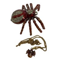 Alternative view of Vintage Decorated Spider Enamelled Metal Rhinestone Decorated Gift Trinket Jewellery Jewelry Box Necklace Storage c2000