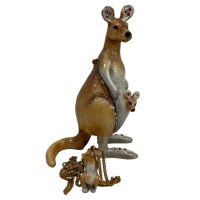 Alternative view of Vintage Decorated Kangaroo Enamelled Metal Rhinestone Decorated Gift Trinket Jewellery Jewelry Box Necklace Storage c2000
