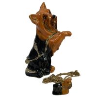 Alternative view of Vintage Decorated Dog Scottish Terrier Enamelled Metal Rhinestone Decorated Gift Trinket Jewellery Jewelry Box Storage Ornament c2000