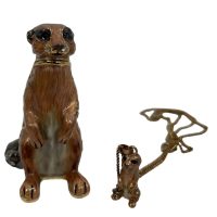Alternative view of Vintage Decorated Meerkat Enamelled Metal Rhinestone Decorated Gift Trinket Jewellery Jewelry Box Storage Ornament c2000