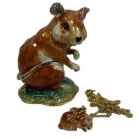 Alternative view of Vintage Decorated Hamster Enamelled Metal Rhinestone Decorated Gift Trinket Jewellery Jewelry Box Storage Ornament c2000