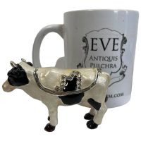 Alternative view of Vintage Decorated Dairy Cow Enamelled Metal Rhinestone Decorated Gift Trinket Jewellery Jewelry Box Storage Table Decoration c2000