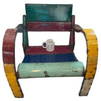 Alternative view of Vintage Vietnamese Oil Drum Metal Garden Chair Balcony Patio Original Ee-i-ee-i-o Aaron Jackson  Decorative circa 2000's