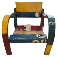 Alternative view of Vintage Vietnamese Oil Drum Metal Garden Chair Balcony Patio Original Ee-i-ee-i-o Aaron Jackson  Decorative circa 2000's