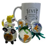 Alternative view of Vintage Hand Made Glass Small Tiny Animals Creatures Ornaments Gifts Cat Sheep Bear Octopus Frog circa early 2000's