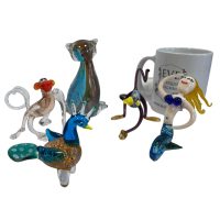Alternative view of Vintage Hand Made Glass Small Animals Creatures Ornaments Gifts Monkey Cat Peacock Mermaid circa early 2000's
