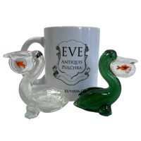 Alternative view of Vintage Hand Made Glass Small Animals Creatures Ornaments Gifts Pelican With Fish circa early 2000's