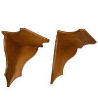 Alternative view of Vintage French Wooden Corner Wood Shelf Display Stand Wall Fixing Mounted Hanging Solid Heavy Plinth c1970's / English Shop