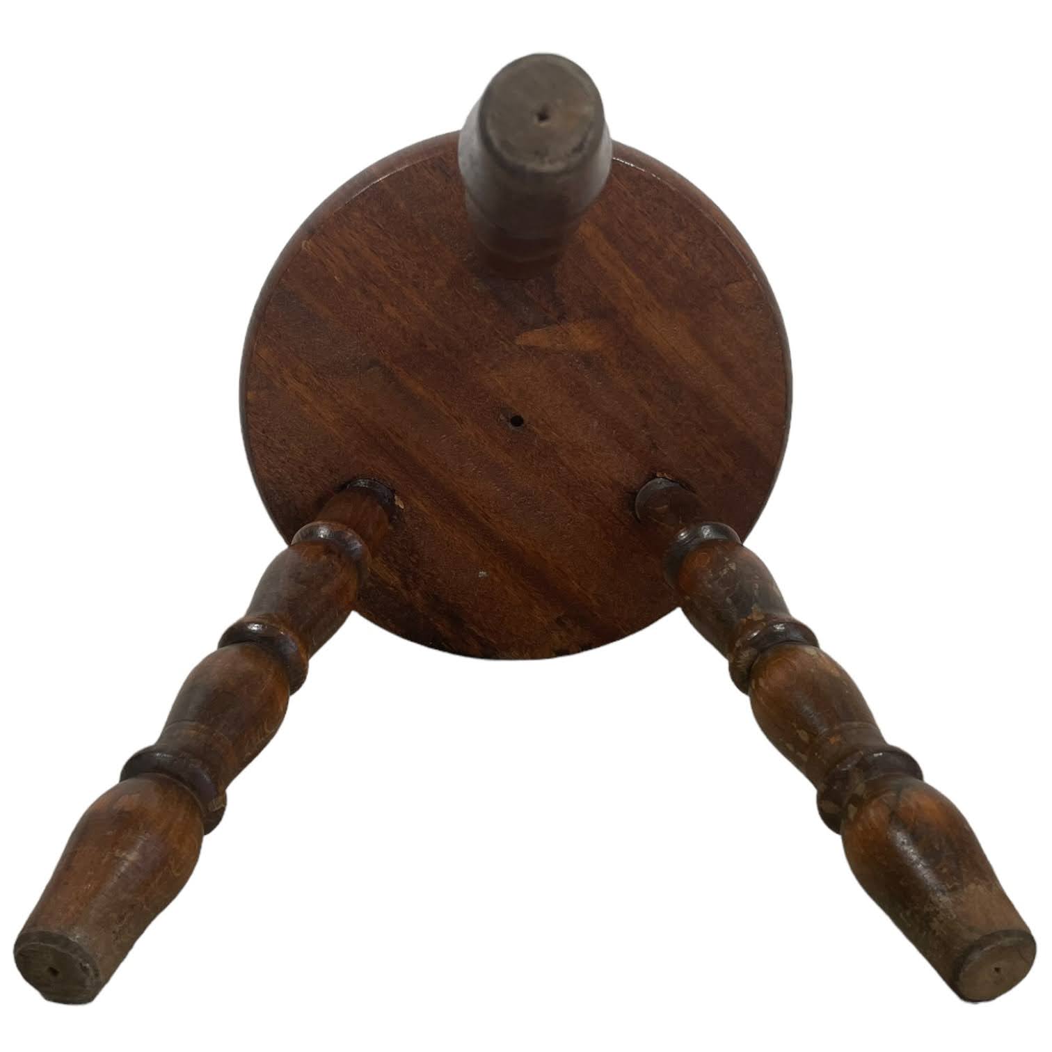 Vintage French Turned Leg Small Stool Table Wooden Wood Chair Seat Side Stand Flower Pot Display Shelf Prop Tabouret circa 1970’s 5 Vintage French Turned Leg Small Stool Table Wooden Wood Chair Seat Side Stand Flower Pot Display Shelf Prop Tabouret circa 1970's - Image 5