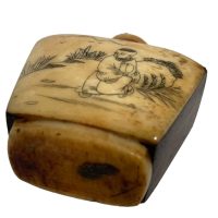 Alternative view of Vintage Chinese Snuff Smelling Salts Hand Etched Small Bottle Holder Bone Apothecary Potion Traditional Medicine c1960-1970's