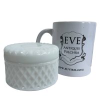 Alternative view of Vintage French White Opaline Glass Small Trinket Jewellery Storage Pot Box c1950-60's