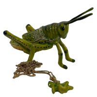 Alternative view of Vintage Decorated Grasshopper Enamelled Metal Rhinestone Decorated Gift Trinket Jewellery Jewelry Box Necklace Storage c2000