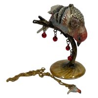 Alternative view of Vintage Decorated Bird Enamelled Metal Rhinestone Decorated Gift Trinket Jewellery Jewelry Box Storage Display Table Decoration c2000