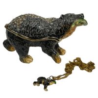 Alternative view of Vintage Decorated Black Bear Enamelled Metal Rhinestone Decorated Gift Trinket Jewellery Jewelry Box Storage Display Decoration c2000