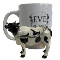 Alternative view of Vintage Decorated Dairy Cow Enamelled Metal Rhinestone Decorated Gift Trinket Jewellery Jewelry Box Storage Table Decoration c2000
