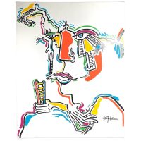 Vintage Original Abstract Painting “Climb The Ladders” Signed By Artist Makeo French Artist Acrylic Painting On Canvas circa 1990’s Vintage Original Abstract Painting "Climb The Ladders" Signed By Artist Makeo French Artist Acrylic Painting On Canvas circa 1990's