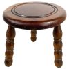 Vintage French Stool Chair Seat Wooden Milking Kitchen Table Round Shaped Seat Turned Leg Plant Rest Stand Plinth Tabouret c1960-70's