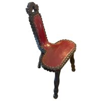 Vintage French Three Legged Chair With Backrest Brittany Style Birthing Stool Wooden Wood Seat Side Display Prop Tabouret c1960-70's