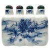 Vintage Chinese Snuff Smelling Salts Hand Painted Small Bottle Holder White Blue Apothecary Potion Traditional Medicine c1980-1990's