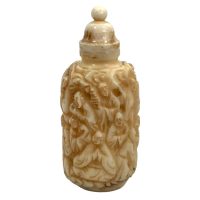 Vintage Chinese Snuff Smelling Salts Hand Painted Small Bottle Holder Bone Like Resin Apothecary Potion Traditional Medicine c1990’s Vintage Chinese Snuff Smelling Salts Hand Painted Small Bottle Holder Bone Like Resin Apothecary Potion Traditional Medicine c1990's