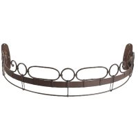 Vintage French Wall Mounted Brown Black Painted Bed Crown Curtain Netting Drape Hanger Display c1990’s Vintage French Wall Mounted Brown Black Painted Bed Crown Curtain Netting Drape Hanger Display c1990's