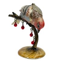 Vintage Decorated Bird Enamelled Metal Rhinestone Decorated Gift Trinket Jewellery Jewelry Box Storage Display Table Decoration c2000