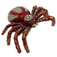 Vintage Decorated Spider Enamelled Metal Rhinestone Decorated Gift Trinket Jewellery Jewelry Box Necklace Storage c2000