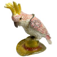 Vintage Decorated Bird Toucan Enamelled Metal Rhinestone Decorated Gift Trinket Jewellery Jewelry Box Storage Table Decoration c2000