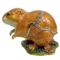 Vintage Decorated Prairie Dog Enamelled Metal Rhinestone Decorated Gift Trinket Jewellery Jewelry Box Storage Ornament c2000