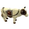 Vintage Decorated Dairy Cow Enamelled Metal Rhinestone Decorated Gift Trinket Jewellery Jewelry Box Storage Table Decoration c2000