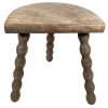 Vintage French Wooden Tripod Bobbin Leg Milking Stool Chair Seat Table Farm D Shaped Seat Plant Rest Stand Plinth Tabouret c1960-70's