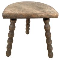 Vintage French Wooden Tripod Bobbin Leg Milking Stool Chair Seat Table Farm D Shaped Seat Plant Rest Stand Plinth Tabouret c1960-70’s Vintage French Wooden Tripod Bobbin Leg Milking Stool Chair Seat Table Farm D Shaped Seat Plant Rest Stand Plinth Tabouret c1960-70's