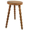 Stool Vintage French Tripod Bobbin Leg Chair Seat Wooden Milking Table Round Shaped Plant Rest Stand Plinth Tabouret c1970's