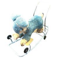 Vintage French Bunny Rabbit Childrens Push Along Ride Sit On Walker Rocker Rocking Toy Bedroom Decor 1970's