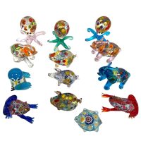 Vintage Hand Made Glass Small Animals Creatures Ornaments Gifts Frog Pig Owl Octopus circa early 2000's