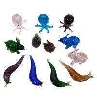 Vintage Hand Made Glass Small Animals Creatures Slugs Chickens Octopus Ornaments Gifts circa early 2000's
