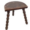 Vintage French Wooden Tripod Bobbin Leg Milking Stool Chair Seat Table Farm D Shaped Seat Plant Rest Stand Plinth Tabouret c1960's
