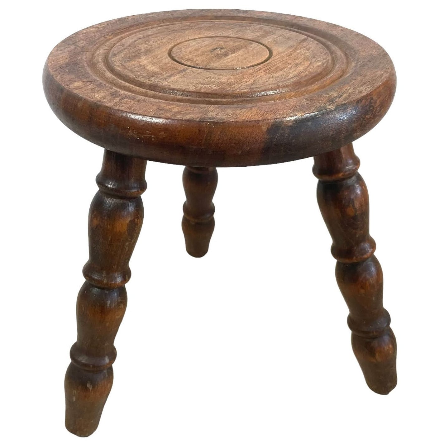 Vintage French Turned Leg Small Stool Table Wooden Wood Chair Seat Side Stand Flower Pot Display Shelf Prop Tabouret circa 1970’s Vintage French Turned Leg Small Stool Table Wooden Wood Chair Seat Side Stand Flower Pot Display Shelf Prop Tabouret circa 1970's