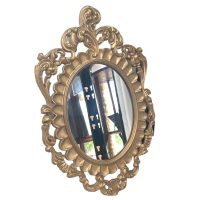 Vintage French Gold Fancy Louis XV Style Syroco Mirror Faux Reproduction Wall Hanging Bedouir c1980-90’s Vintage French Gold Fancy Louis XV Style Syroco Mirror Faux Reproduction Wall Hanging Bedouir c1980-90's