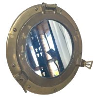 Vintage French Glass Brass Metal Reproduction Porthole Ships Boat Mirror Wall Hanging circa 1980-90’s Vintage French Glass Brass Metal Reproduction Porthole Ships Boat Mirror Wall Hanging circa 1980-90's