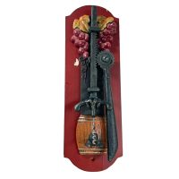 Vintage French Wall Mounted Metal Wooden Corkscrew Cork Puller Bottle Opener Bar Cafe Restaurant Decor circ 1990-00's