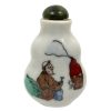 Vintage Chinese Snuff Smelling Salts Hand Painted Small Bottle Holder White Apothecary Potion Traditional Medicine c1970-1980's
