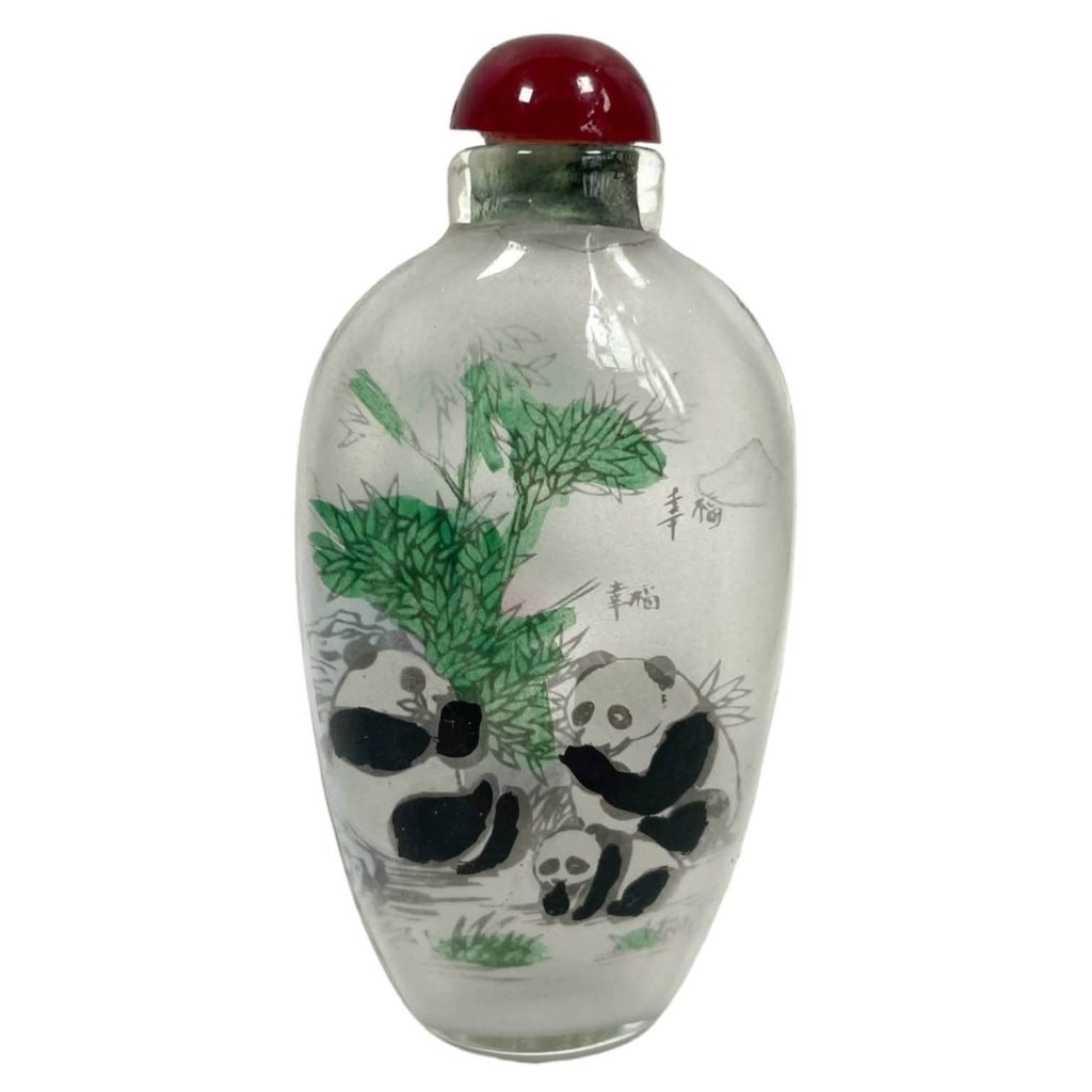 Vintage Chinese Snuff Smelling Salts Small Glass Bottle Holder Apothecary Potion Traditional Medicine c1970-1980's