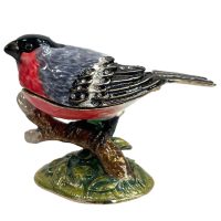 Vintage Decorated Bird Tit Enamelled Metal Rhinestone Decorated Gift Trinket Jewellery Jewelry Box Storage Table Decoration c2000