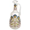 Antique French Frosted Glass Hand Painted Transferware Glass Carafe Decanter Water Wine Apero c1920's